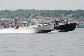 Two lobster boats racing